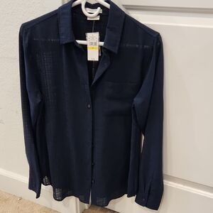 Van Heusen Women's Navy Button Down Shirt